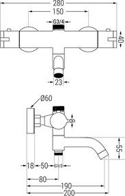 Mexen Kai termostatyczna bateria wannowo-prysznicowa, chrom - 77900-00