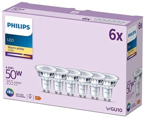 ZESTAW 6x LED Żarówka Philips GU10/4,6W/230V 2700K