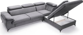 Masseno Narożnik FIORE z funkcją spania i pojemnikiem na pościel Narozniki L, Rozkładana sofa - Szary, MONOLITH 85