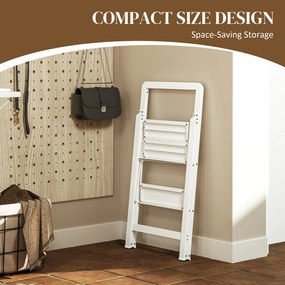 HOMCOM Drabina 2-stopniowa, Składana, Antypoślizgowa Platforma, Biała