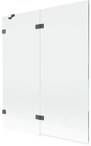 Mexen Lunar parawan nawannowy 2-skrzydłowy lewy 140 x 150 cm, transparent, gun gray szczotkowany - 897-140-100-66-00-L