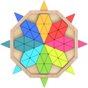 Tooky toy  puzzle ośmiokątne drewniana mozaika edukacyjna (73el.)