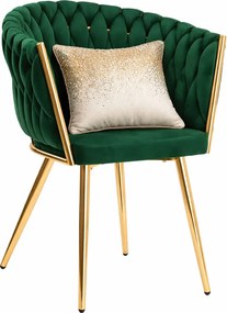 Ciemnozielone krzesło plecione do salonu H2-M32