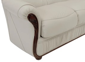 Kanapa 3-osobowa ze 100% skóry bawolej w kolorze kości słoniowej - DAPHNE