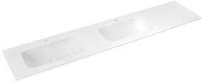 Biała umywalka podwójna z imitacji kamienia 220x51,5 cm Aruba – Sapho