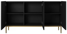 Komoda Nicole 150 cm - czarny mat / złote nóżki