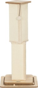 PawHut 3-w-1 Drapak z torami do zabawy, piłką i sizalem, do 10 kg, 39,5 x 39,5 x 87 cm, Dąb/Kremowy