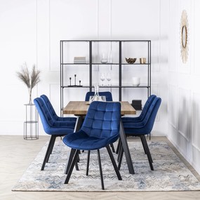Zestaw 4x Krzesło Tapicerowane RICK do Salonu Granatowe Welurowe Nowoczesne Loft