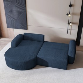 Masseno Narożnik AMILIA z funkcją spania i pojemnikiem na pościel Narozniki L, Rozkładana sofa - Niebieski, POSO 05