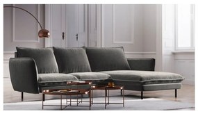 Ciemnoszara narożna aksamitna sofa prawostronna Cosmopolitan Design Vienna