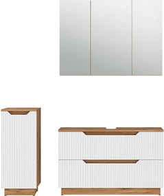 Zestaw mebli łazienkowych dąb/białe paski 99.4x32x62.5 lotta