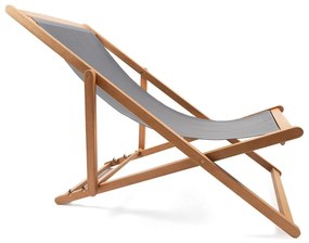 Szary składany leżak ogrodowy z drewna akacji Bonami Essentials Deck