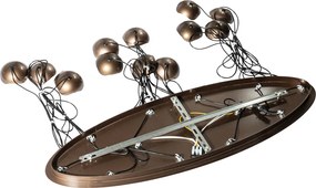 Designerska lampa wisząca w kolorze ciemnego brązu z przezroczystym szkłem, 12 świateł - Inge