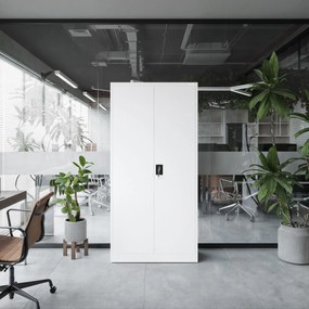 Biurowa szafa metalowa na akta JAN, 900 x 1850 x 400 mm, biała