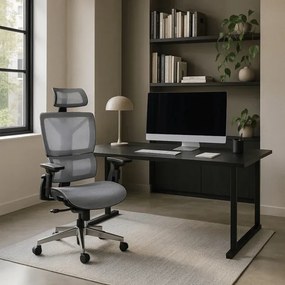 Fotel Biurowy Ergonomiczny Obrotowy MARTIN Szary Nowoczesny