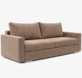 Sofa z Funkcją Spania DRAVOS Ciemnobeżowa Sztruksowa Nowoczesna