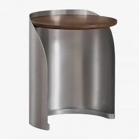 Zestaw 2 Okrągłych Stolików Nocnych Z Drewna Mango I Stali Nierdzewnej Xireisa Ø45 Cm - ↑55 Cm - Sklum