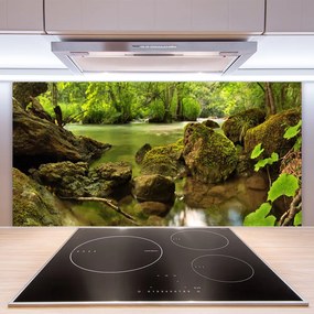 Panel Szklany do Kuchni Skała Nad Cichym Jeziorem