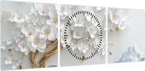Obraz – Eleganckie drzewo życia 3D (z zegarem) (90x30 cm)