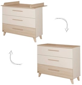 Kremowa/w naturalnym kolorze komoda dziecięca w dekorze dębu z przewijakiem 110x98x75 cm Sidney – Roba