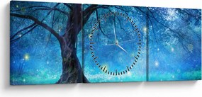 Obraz - Mistyczny las (z zegarem) (90x30 cm)