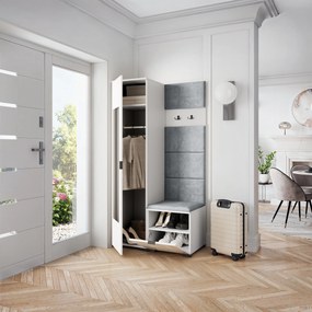 Masseno Garderoba VIRA 95/181/51 cm Nowoczesna Szafa do Przedpokoju Biała