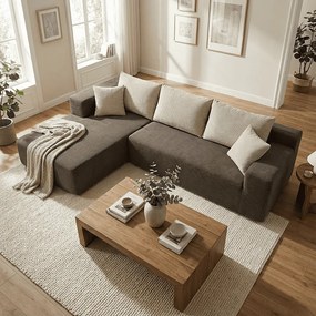 Sofa do salonu Luna 3-osobowa – brąz piaskowy lewa