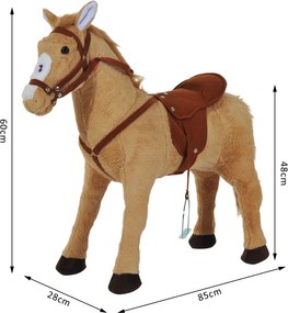 HOMCOM jazda na koniu konik-zabawka pluszowy konik dla dzieci stojący koń wydający odgłosy siedzenie wysokość 48 cm