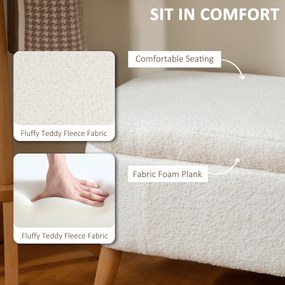 HOMCOM Pufa do przechowywania, siedzisko z 65 L przestrzeni, podnóżek, materiał polarowy, drewno kauczukowe, pianka, 120 x 42 x 45 cm, Kremowy