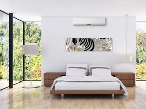 Obraz - 3D złote kwiaty (170x50 cm)