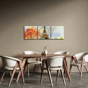 Malowany obraz Wieży Eiffla (z zegarem) (90x30 cm)