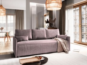 Masseno Sofa MESTOR z funkcją spania i pojemnikiem na pościel, Rozkładana sofa - Wrzosowy, POSO 130
