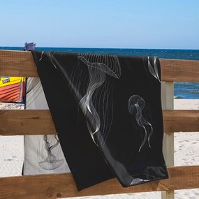 Czarno-biały ręcznik plażowy 90x180 cm Jellyfish – DecoKing