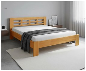 Łóżko podwójne z litego drewna ANGELA 180x200 cm jasny orzech