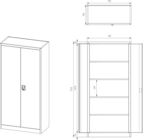 Szafa biurowa Eco Design Jan H 90x40x195 cm biały/dąb sonoma