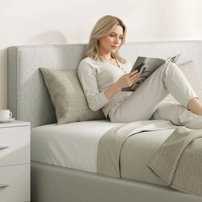 HOMCOM Zagłówek montowany na ścianie, pikowanie 160 x 10 x 60 cm, obicie z tkaniny, kremowy | Aosom PL