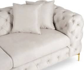 Sofa SORRENTO 3S Trzyosobowa Kremowa Welurowa Nowoczesna Glamour