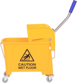 HOMCOM Profesjonalny Wózek do Sprzątania z Wiadrem i Praską Kolor Żółty 63x27x67cm | Aosom PL