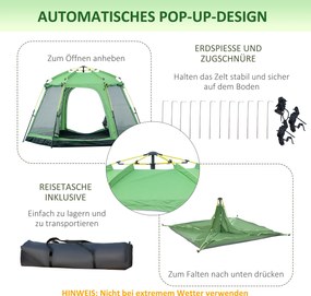 Outsunny namiot kempingowy dla 6 osób namiot rodzinny namiot kopułowy PU2000mm zielony