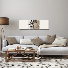 Obraz - Abstrakcja z tropikalnymi liśćmi N⁰1 (z zegarem) (90x30 cm)