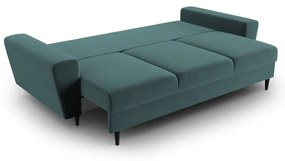 Morska aksamitna rozkładana/ze schowkiem sofa 235 cm Kyoto – Cosmopolitan Design