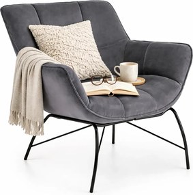 Popielaty welwetowy fotel wypoczynkowy E8-R35