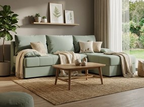 PROMOCJA Rozkładany obustronny narożnik do L VENORIA SLIM 200x143 cm, jasny zielony + 2 poduszki GRATIS II. jakość
