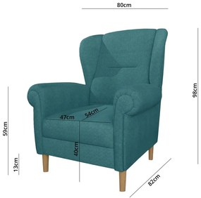 Turkusowy fotel typu uszak Swan – Ropez