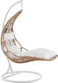 Fotel wiszący z plecionej żywicy - Jasny naturalny z białymi poduszkami - LUVA firmy MYLIA