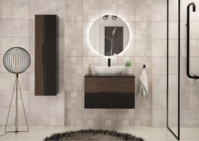 Zestaw Łazienkowy 80cm Szafka z Blatem Czarny Mat / Orzech Avella