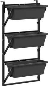 Outsunny Zestaw 3 Donic Pflanzkübel z Otworami, 56x42 cm Donice, Prostokątna Donica, Plastikowa, Ciemnoszary