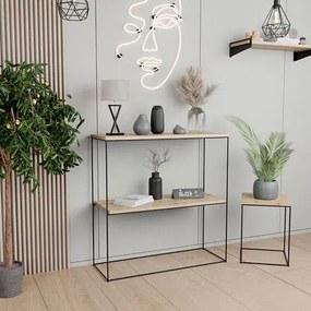 Klasyczna konsola do przedpokoju dąb artisan + czarny  P8-W51