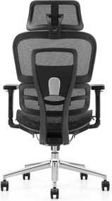 Fotel biurowy siatkowy Ergomix z zagłówkiem, zgodny z normą BHP