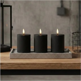 Zestaw 3 szt. świec LED BRILLO, zasilanie 2x AA, 10 cm, czarne, z pilotem